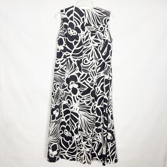 Women's Floral Sleeveless Brown White Midi Button Down Dress Size Medium - Picture 5 of 10